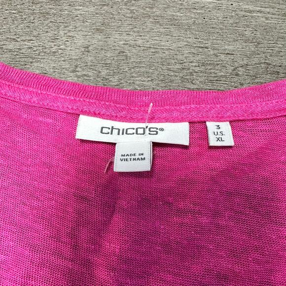 Chico's Linen Balloon Sleeve Pink Blouse 3 XL - Picture 4 of 9